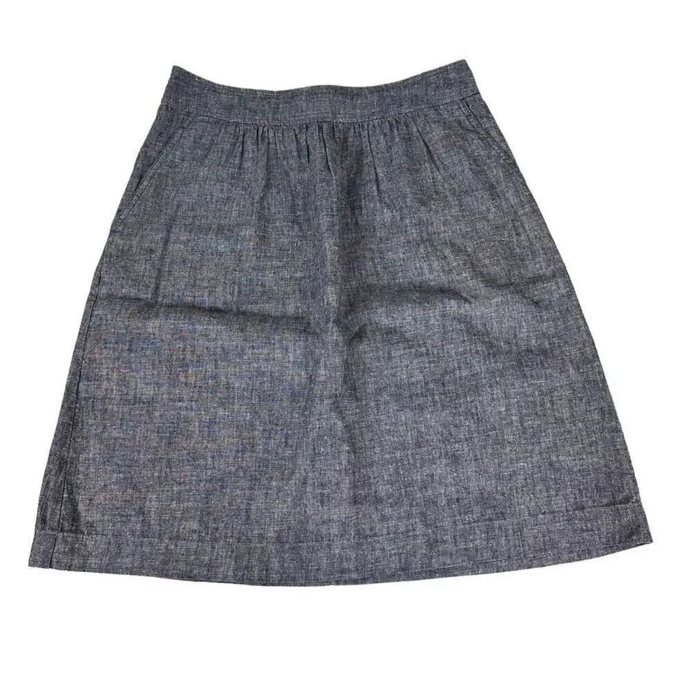 Eileen Fisher XS Chambray A-Line Skirt Knee Length Denim